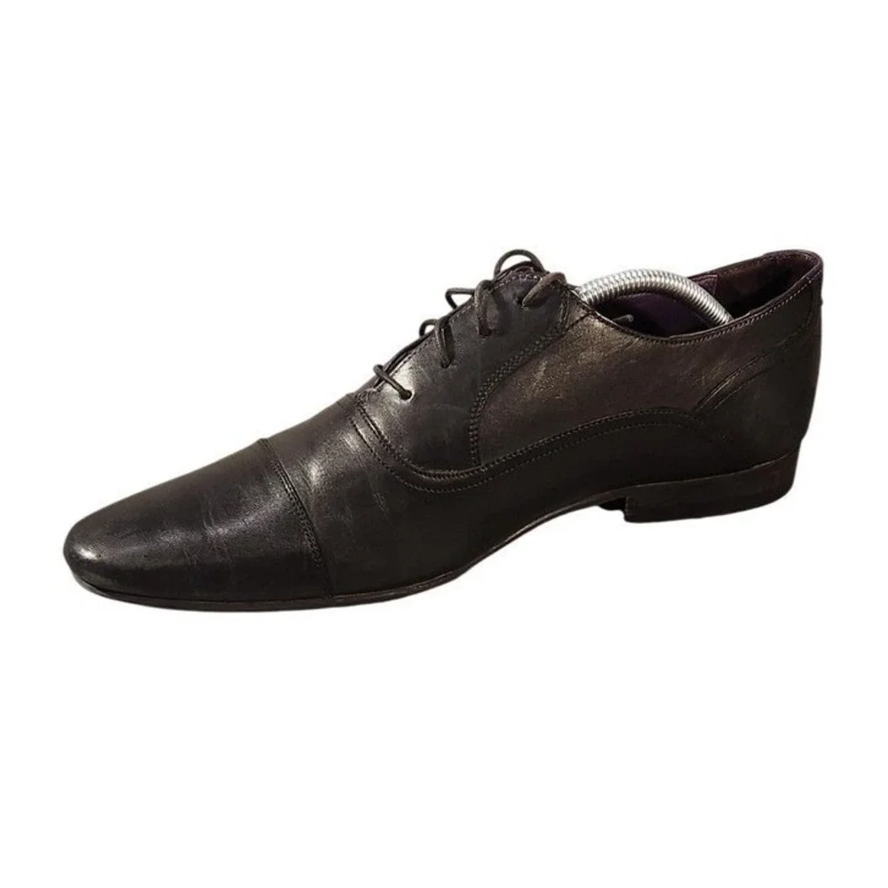Ted Baker ROGER 2 Shoes Mens Size 11.5 Black Leather Cap Toe Oxford Dress Formal